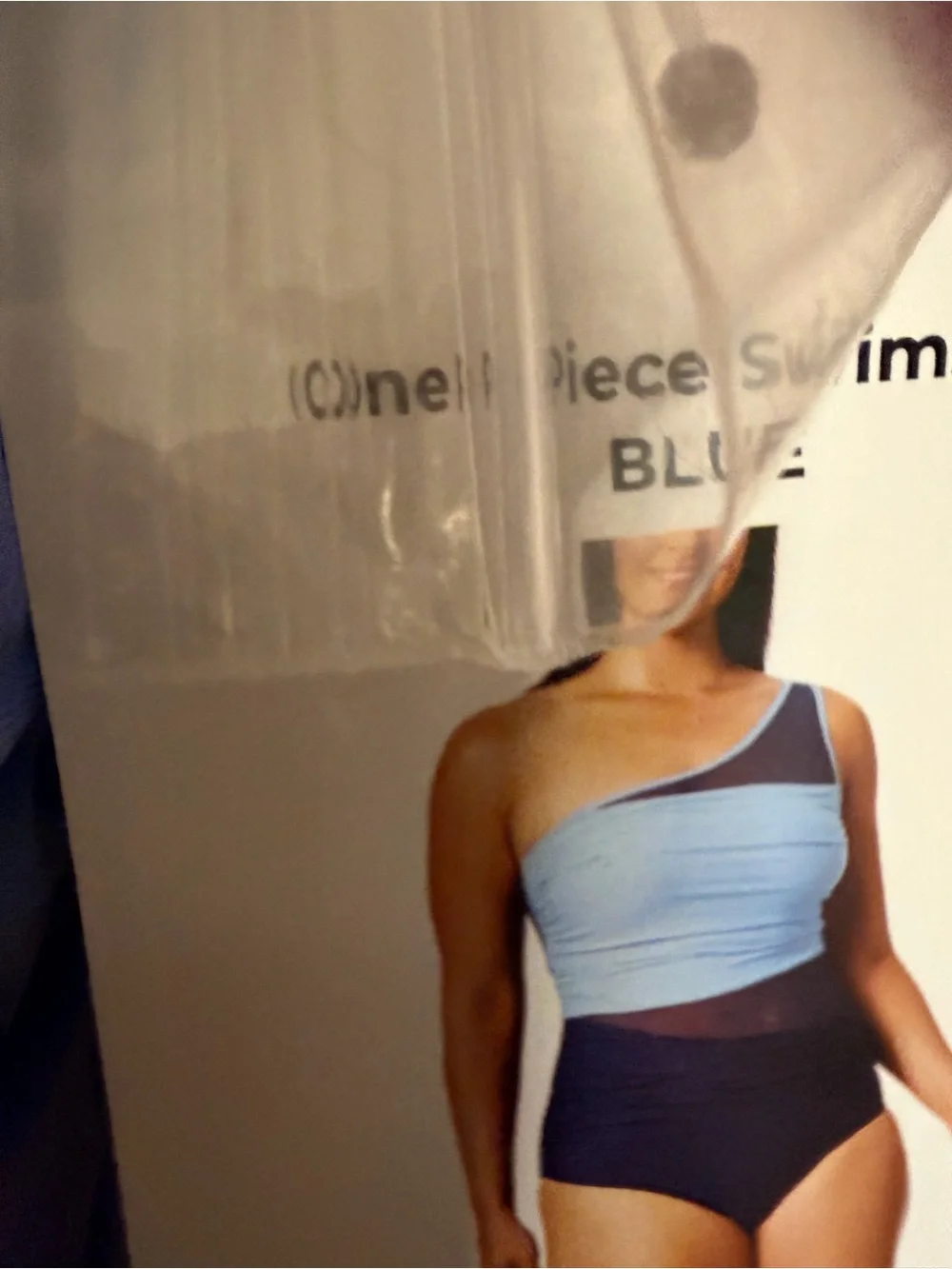 Anne Cole Light Blue and Navy One-Piece Swimsuit